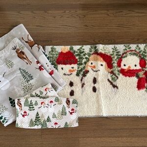 St. Nicholas Square Snowman Bath Set with Red, white and green Accents